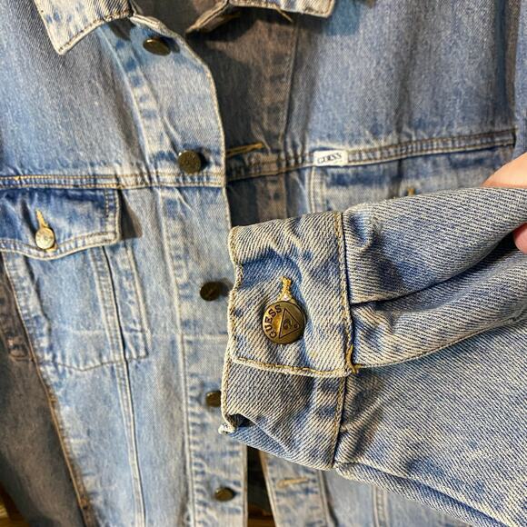 Georges Marciano Guess USA Denim Jacket Men’s XL Vintage 80s 90s triangle Logo - Picture 6 of 10